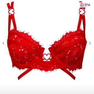 For Love And Lemons Scarlet Lace Hearts Red Bra